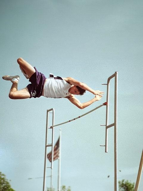 photo of Paul Kiker, Jr. in the Track and Field Pole Vault